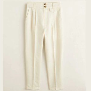 SOLD High Waist Off White Linen Blend Pants